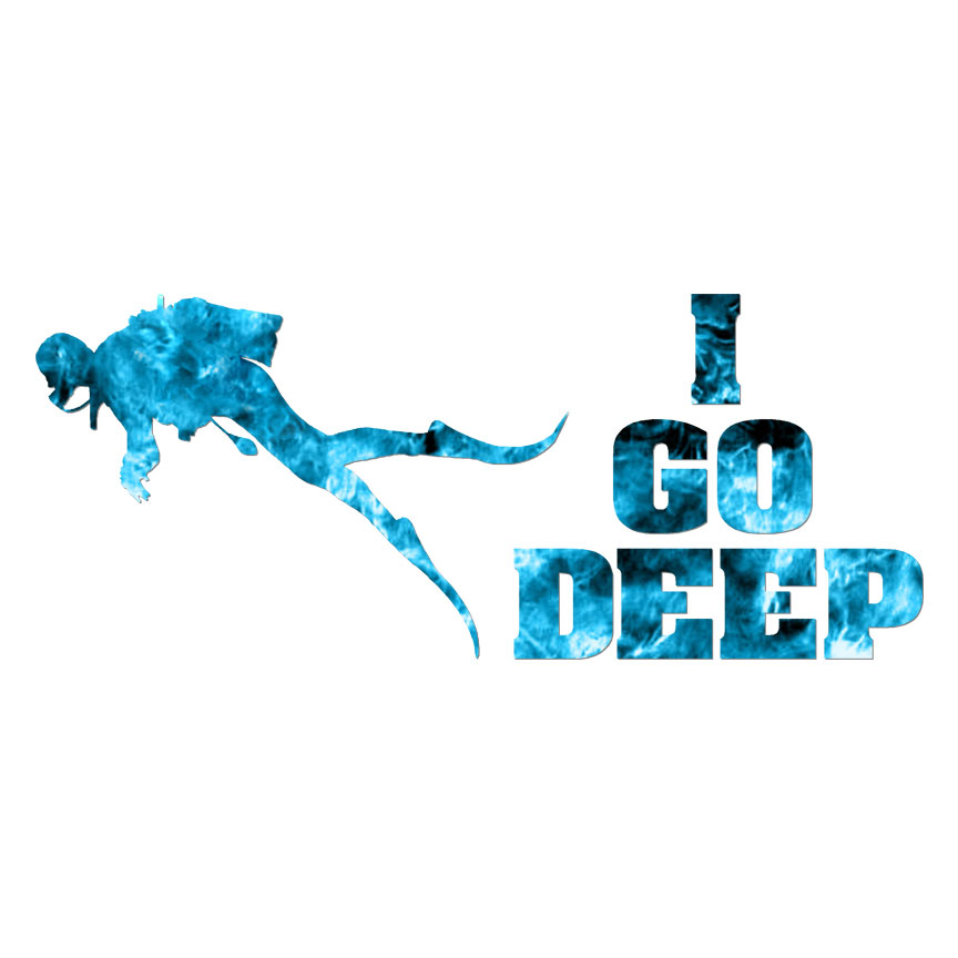 I Go Deep Scuba Diver, Vinyl Decal Sticker, 40 Patterns & 3 Sizes, #6112