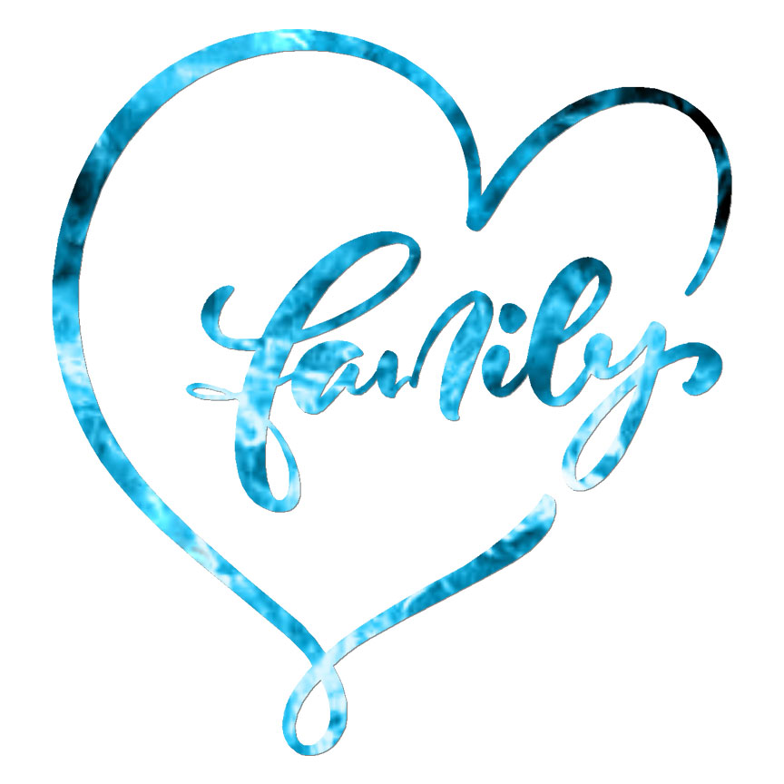 Family Heart, Vinyl Decal Sticker, 40 Patterns & 3 Sizes, #6295