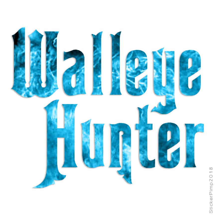 Walleye Hunter Fishing, Vinyl Decal Sticker, 40 Patterns & 3 Sizes, #728