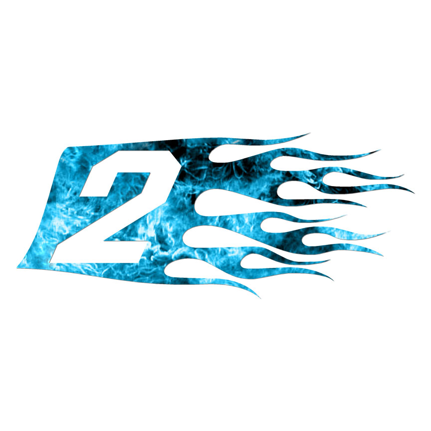 Flames Number 2 Two, Vinyl Decal Sticker, 40 Patterns & 3 Sizes, #7331