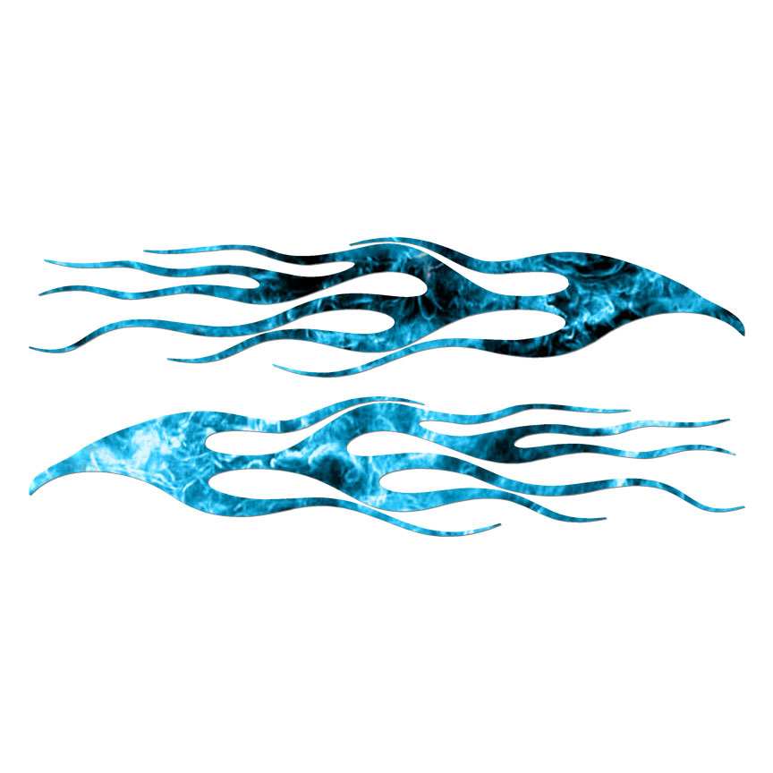 Pair Flames Waves, Vinyl Decal Sticker, 40 Patterns & 3 Sizes, #7368