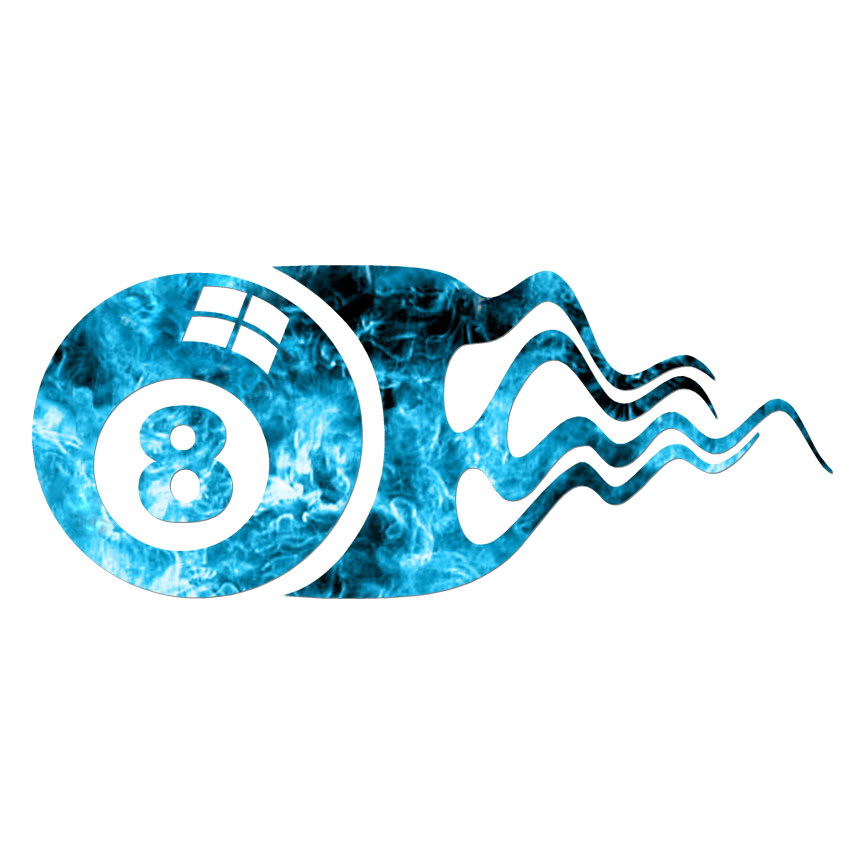 8 Ball Flames Pool, Vinyl Decal Sticker, 40 Patterns & 3 Sizes, #7394