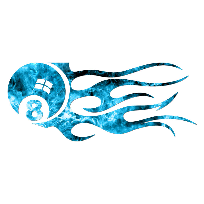 Eight 8 Ball Pool Flames, Vinyl Decal Sticker, 40 Patterns & 3 Sizes, #7419
