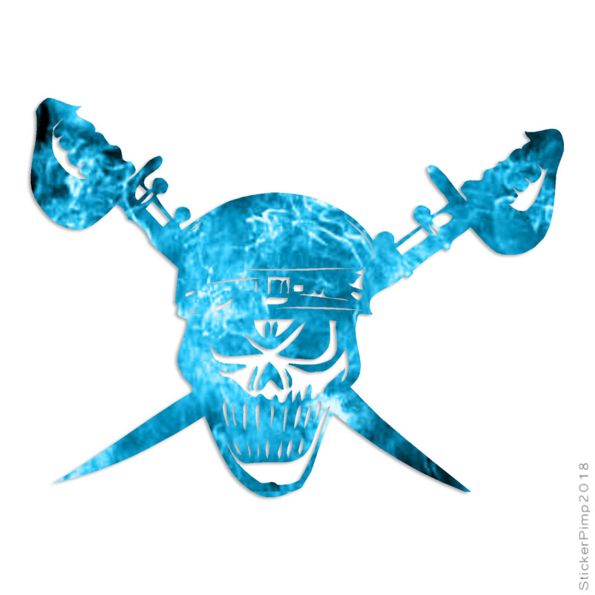 Pirate Skull Swords, Vinyl Decal Sticker, 40 Patterns & 3 Sizes, #997