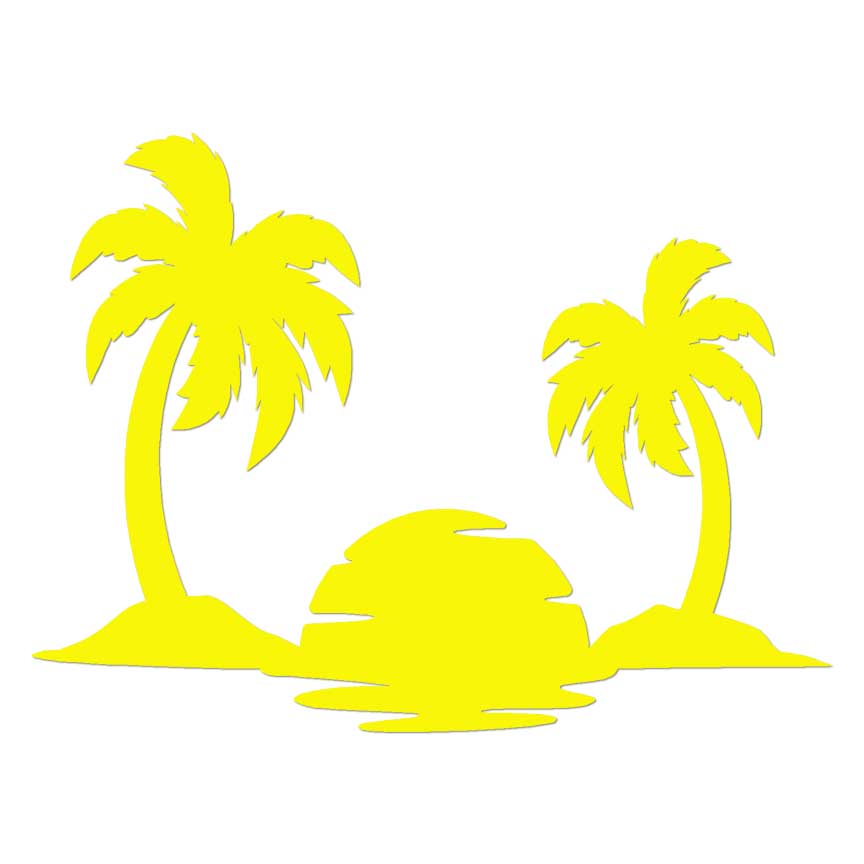 Palm Trees with small island vinyl sticker - Vinyl Mayhem