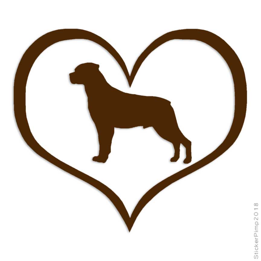 Heart Rottweiler Love Decal Sticker Choose Color Size #1506 