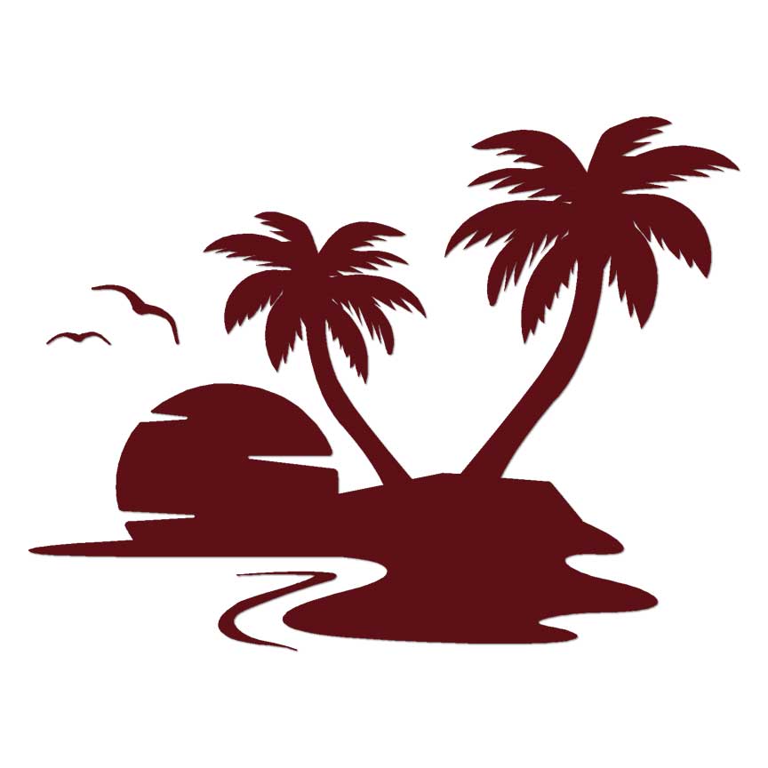 Palm Trees with small island vinyl sticker - Vinyl Mayhem