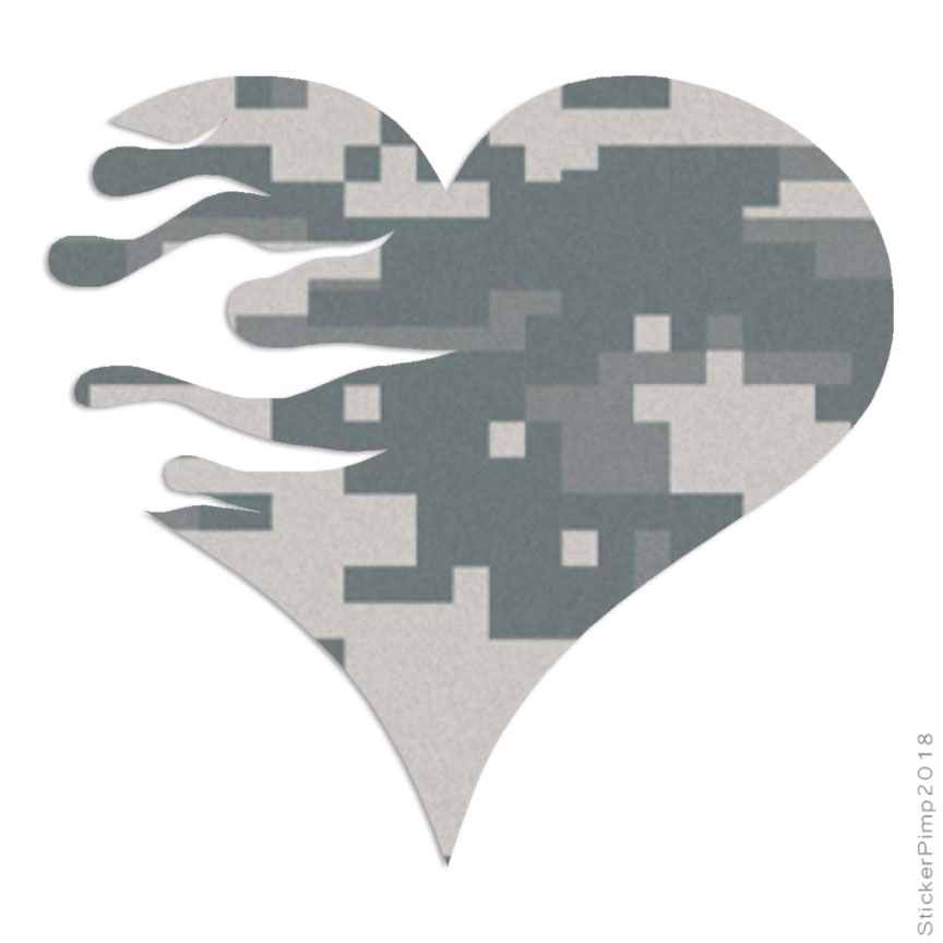 Heart Fire Flames Decal Sticker Choose Pattern Size #361 