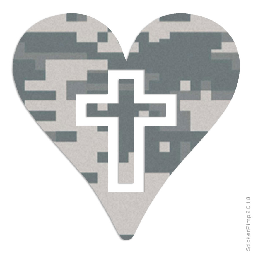 Size #4034 Cross Heart Middle Decal Sticker Choose Pattern 