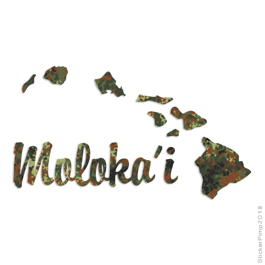 Molokai Hawaiian Island Decal Sticker Choose Pattern Size #2393 