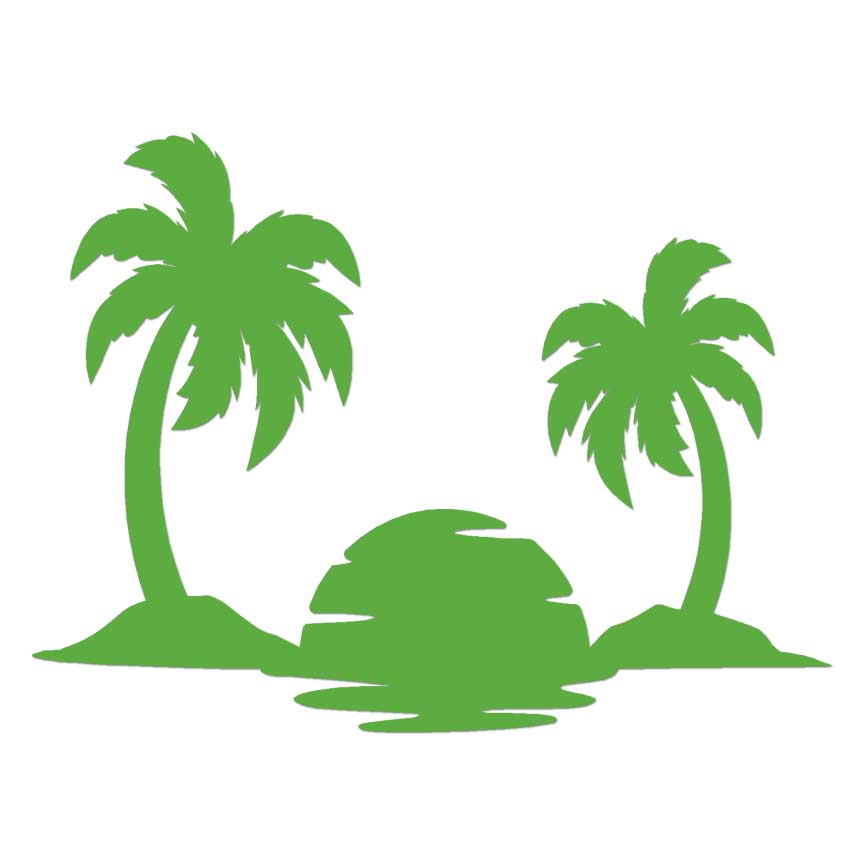 Palm Trees Island Vinyl Decal - Tropical Beach - Die Cut Sticker -  Minglewood Trading