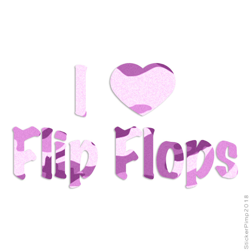 I Love Flip Flops Heart Decal Sticker Choose Pattern Size #3524