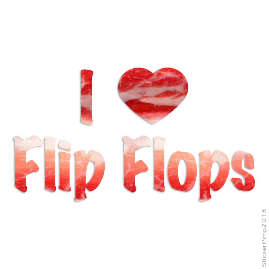 Size #3524 I Love Flip Flops Heart Decal Sticker Choose Pattern