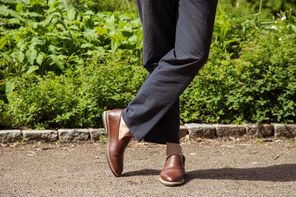 brown full-grain leather loafers made with premium vegetable tanned leather