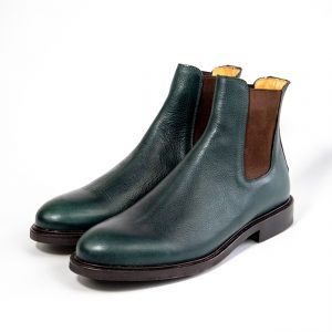 Green Goodyear welted Chelsea boots