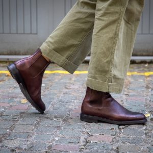 Brown Embossed Goodyear welted Chelsea boots
