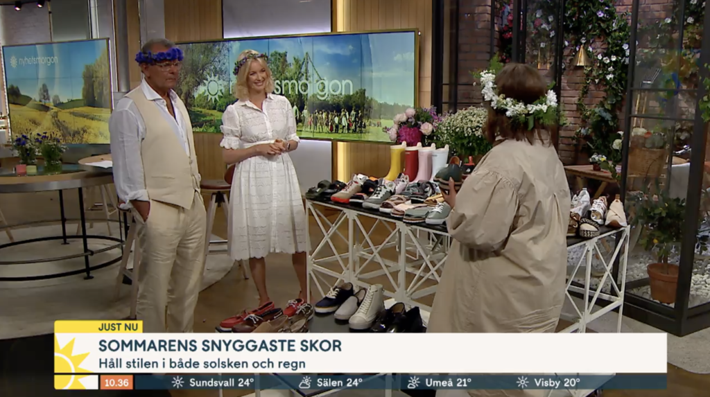 Stig Percy loafer på TV4 nyhetsmorgon midsommarafton