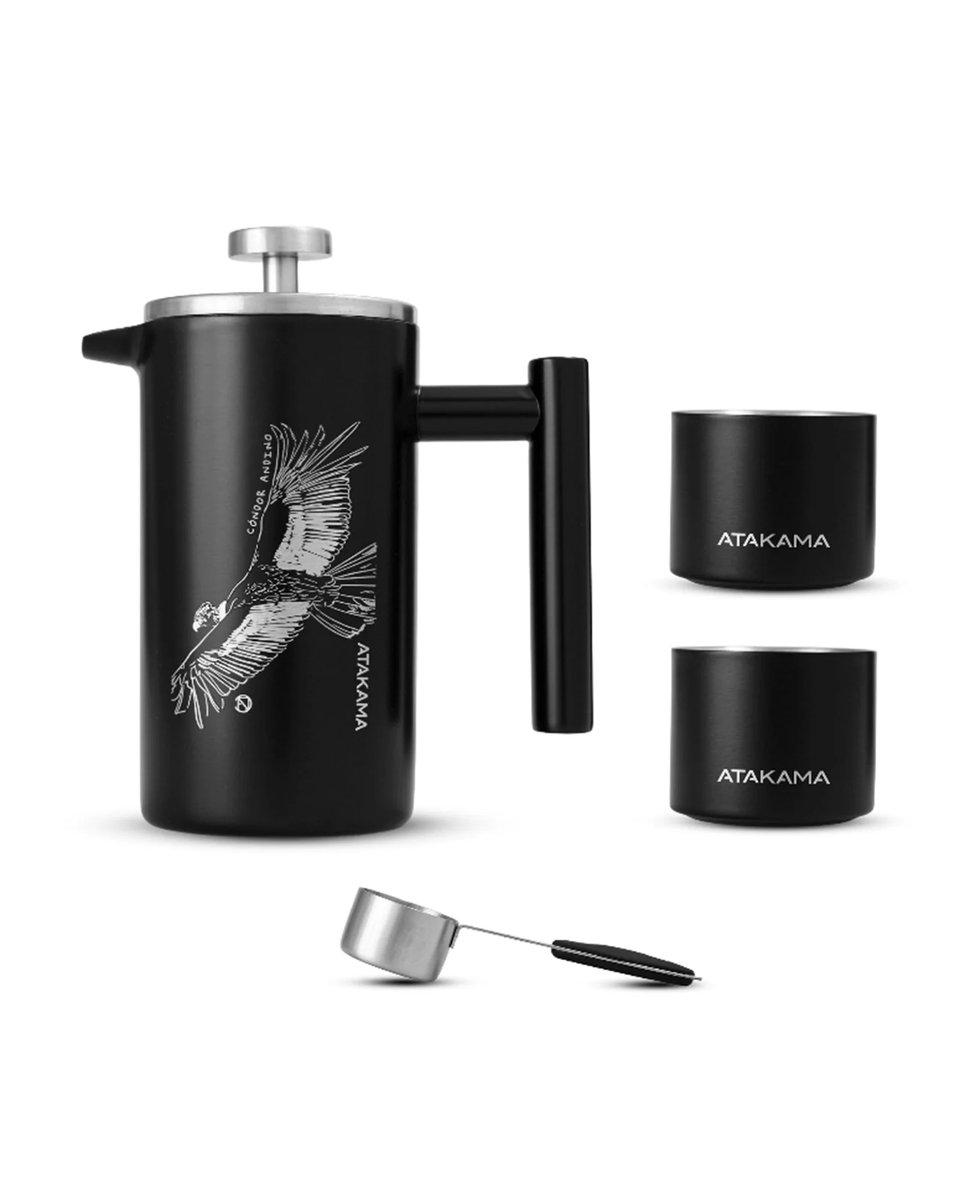 Set Cafetera + 2 vasos Térmicos Cóndor Andino Negro 350 ml