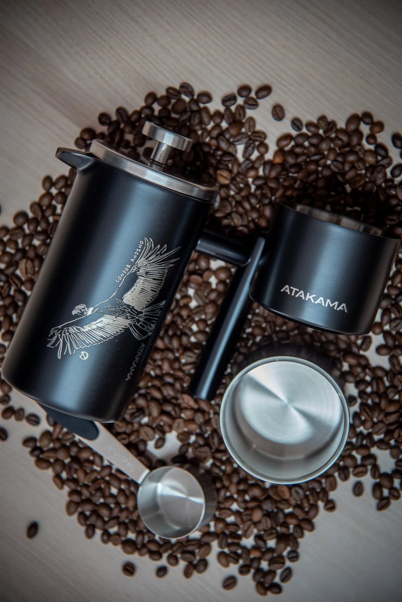 Set Cafetera + 2 vasos Térmicos Cóndor Andino Negro 350 ml