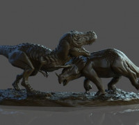 Dinosaur Diorama Statue 3D model