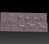 Eight horses 3D model
