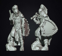 Fantasy medieval knight with shield 3D model