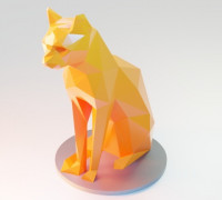 Sitting cat low poly 3D model