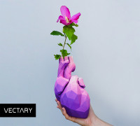 Low Poly Heart Vase 3D model