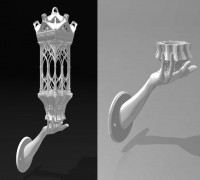 Wall Mount Hand Holding Gothic Lantern 3D model