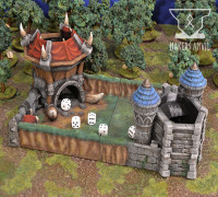 Dice BattleFields - Orcish Tower (Modular dice tower + tray) 3D model