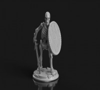 Skeleton with Longsword and Round Shield 3D model