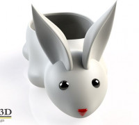 CUTE RABBIT POT 3D model