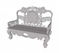 Bench in the oak forest 3D model