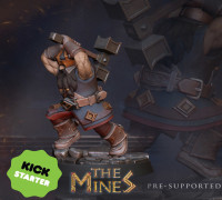 Dwarf with hammer Tabletop miniature 3D model