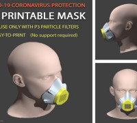 COVID-19 MASK (Easy-to-print, no support, filter required) 3D model