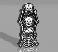 three wise skulls lamp 3D model