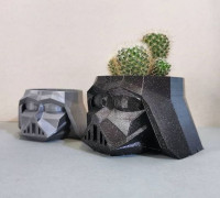 Low-poly Darth Vader planter pot 3D model