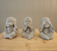 3 cute litte Buddah figures 3D model