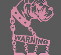 Boxer Dog Warning Sign Sticker 3D model