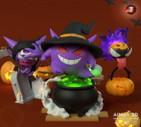 pokemon gastly evolution pack halloween 3D model