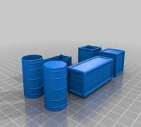 Crates and barrels 3D model