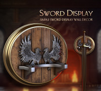 Sword Display - Simple Sword Display Wall Decor 3D model
