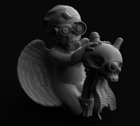 Cherub with servo skull 3D model