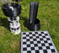 3D Printed Chess Set with Roll-up Board & Carrying Case 3D model
