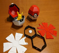 Low Poly Pokeball Foldable Box 3D model