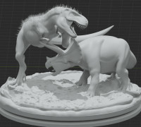 Trex and Triceratops Fighting 3D model