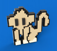 8-Bit Monkey  3D model
