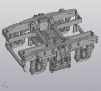 Soviet railways passenger coach bogie KVZ-CNII Type II, non-boiler end. 1/1 scale, adopted for 1/87 printing 3D model