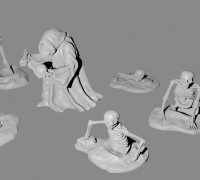 Necromancer and skeleton miniatures 3D model
