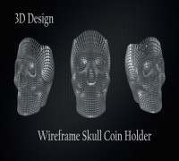 WireFrame Skull Coin Holder 3D model